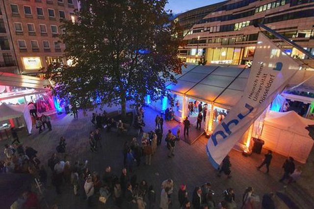 Large promotional tent on Schadowplatz for Science Night 2024