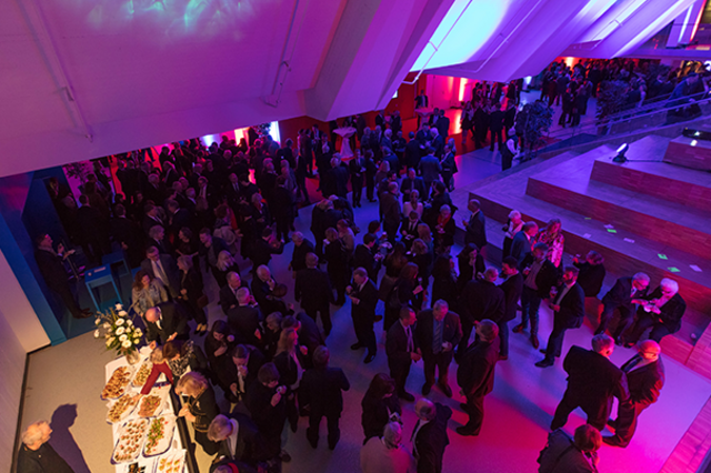 Lighting in the foyer of Building 23.01 for the New Year's reception